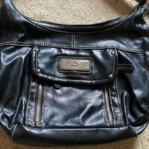 Liz Claiborne New York (LCNYC) Black pebble leather shoulder bag and coin purse